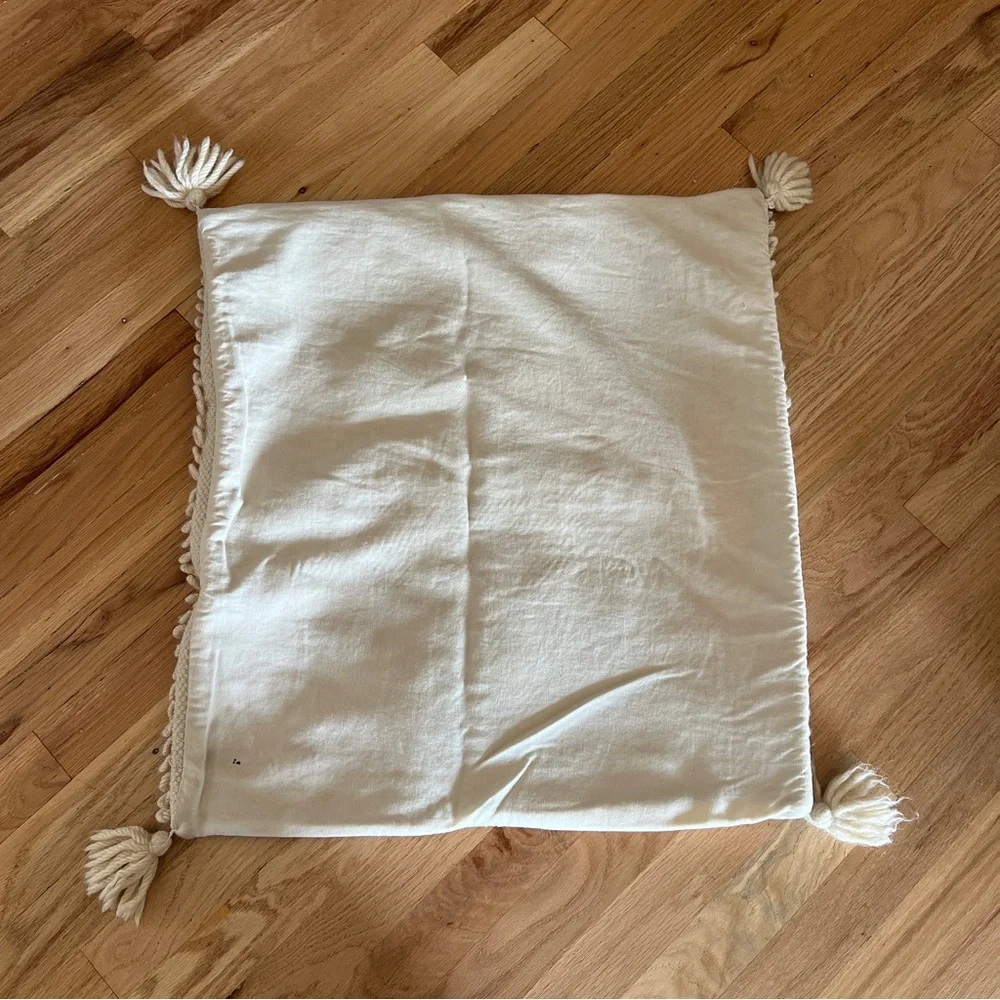 Boho beige wool pillow case cover neutral eclectic home decor hippie shabby chic